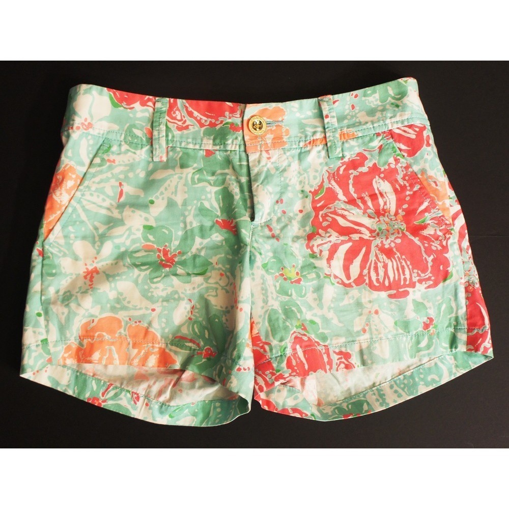 Lilly Pulitzer Green Floral Shorts - Ladies Callahan Short - Size 0